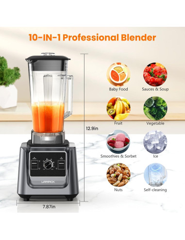 Mezclador de Encimera LAMPICK 2000W 2L con Taza 0.8L