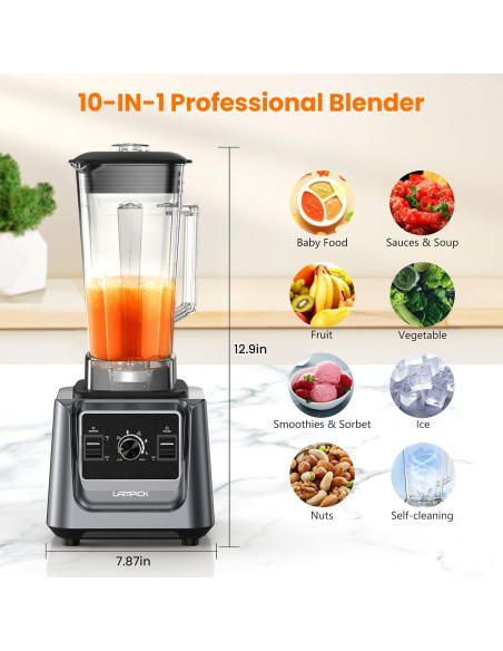 Mezclador de Encimera LAMPICK 2000W 2L con Taza 0.8L