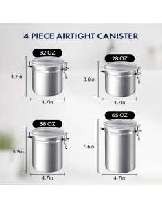 Juego de 4 Frascos de Almacenamiento Hermético ENLOY 4.83L 2