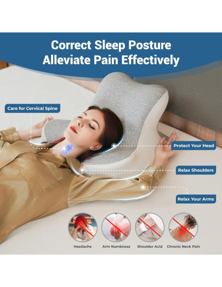 Almohada de Lectura Ergonómica WOGAHEV - Espuma Viscoelástica Gris