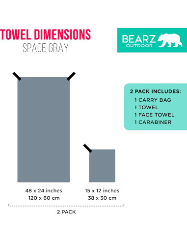 Juego de Toallas de Microfibra BEARZ Outdoor - Secado Rápido