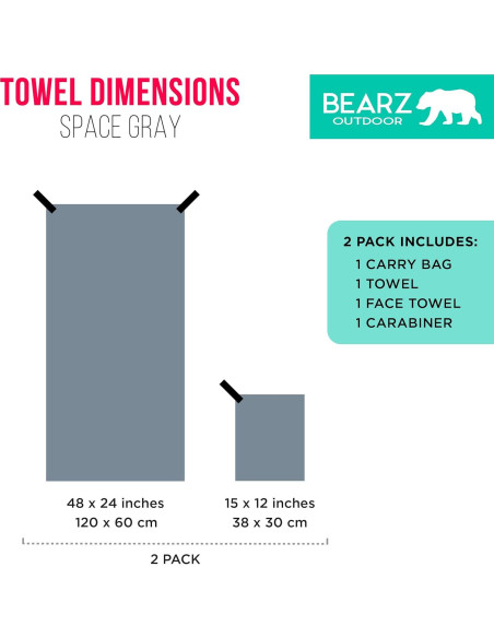 Juego de Toallas de Microfibra BEARZ Outdoor - Secado Rápido