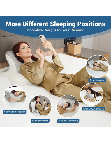 Almohada de Lectura Ergonómica WOGAHEV - Espuma Viscoelástica Gris