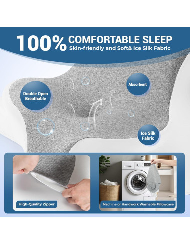 Almohada de Lectura Ergonómica WOGAHEV - Espuma Viscoelástica Gris