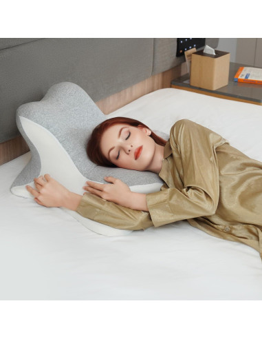 Almohada de Lectura Ergonómica WOGAHEV - Espuma Viscoelástica Gris