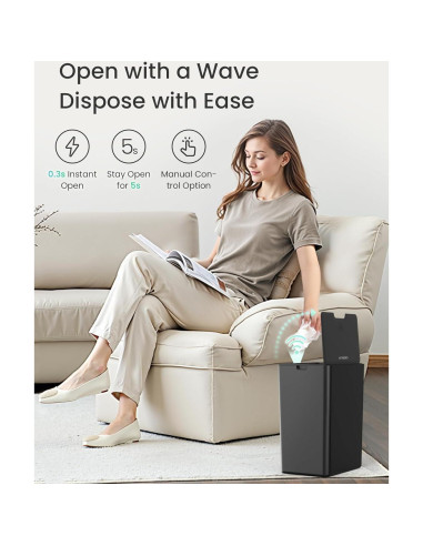 Basurero Automático 15L Cesun Negro con Sensor Infrarrojo