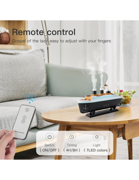 Humidificador HIROGA V75 250ml Difusor Aromaterapia Control Remoto