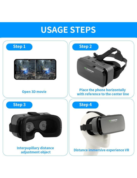 Gafas VR 3D Kakalote para Móviles 4-6" Ajustables