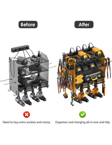 Organizador de herramientas eléctricas CCCEI con estación de carga amarilla