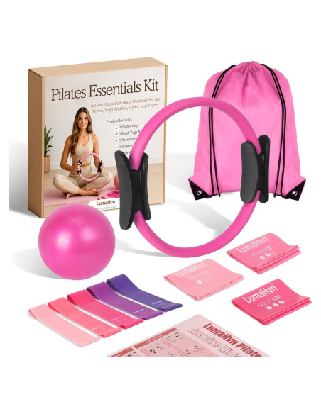 Kit Esencial de Pilates LumaHvn Rosa - Anillo, Pelota y Bandas