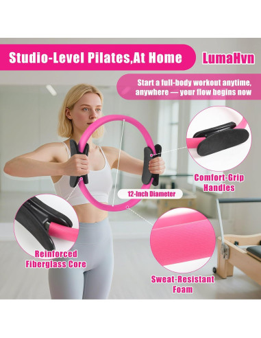 Kit Esencial de Pilates LumaHvn Rosa - Anillo, Pelota y Bandas