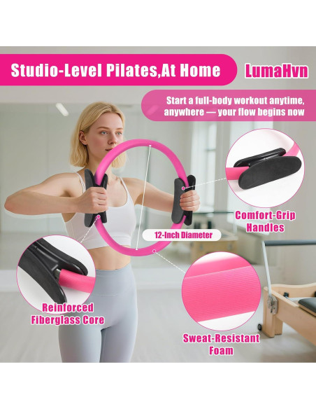 Kit Esencial de Pilates LumaHvn Rosa - Anillo, Pelota y Bandas