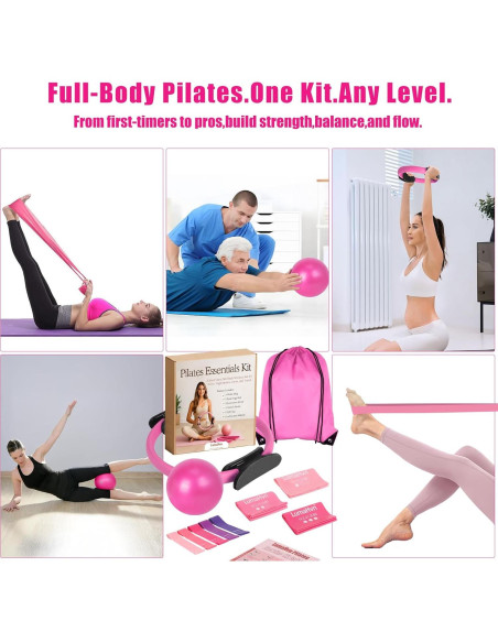 Kit Esencial de Pilates LumaHvn Rosa - Anillo, Pelota y Bandas