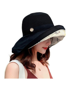 Sombrero de Sol Plegable UV UPF50+ para Mujeres - Negro