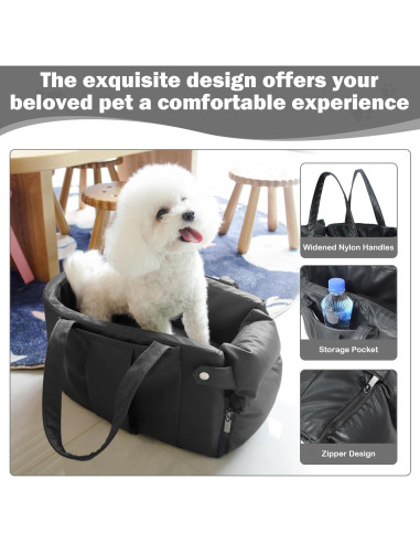 Asiento de coche para perros AOOTOOLINK 2 en 1 cuero impermeable