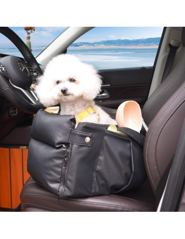 Asiento de coche para perros AOOTOOLINK 2 en 1 cuero impermeable