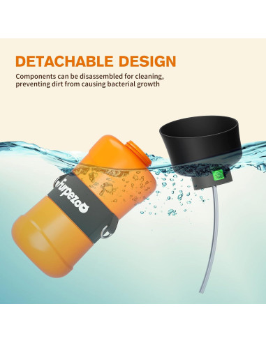 Botella de Agua para Perros Furpezoo 800ml Plegable Naranja