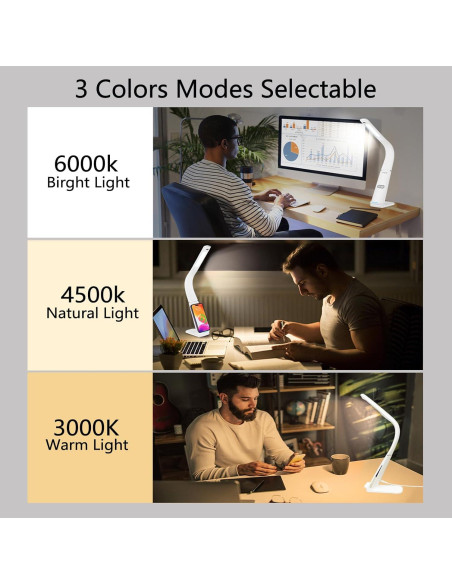 Lámpara de Escritorio LED Rigors TX75 con Carga USB y 3 Modos