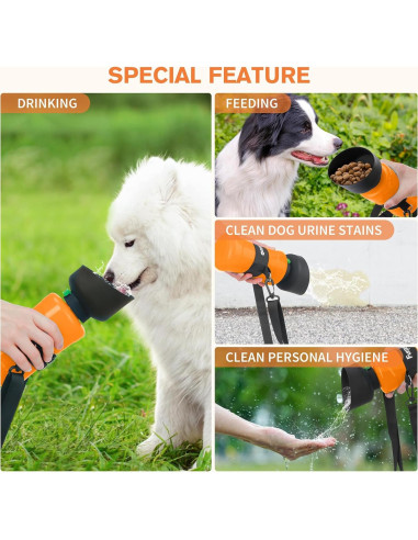 Botella de Agua para Perros Furpezoo 800ml Plegable Naranja