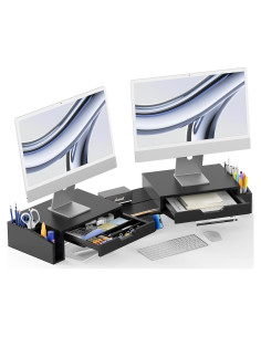 Soporte para Monitor Doble Simple Houseware con Cajones 27.7x85.1cm