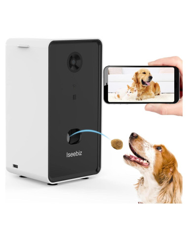 Dispensador de golosinas para mascotas Iseebiz con cámara 1080P