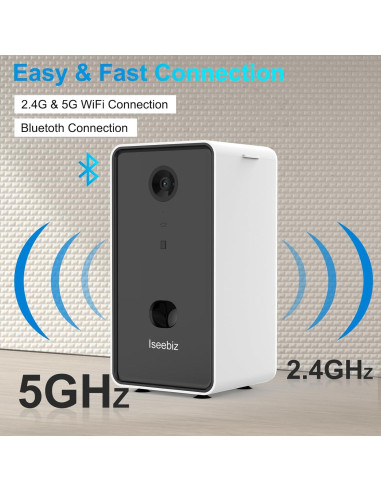 Dispensador de golosinas para mascotas Iseebiz con cámara 1080P