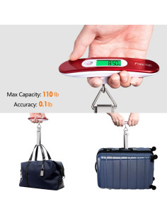 Báscula de Equipaje Digital FREETOO 50kg Portátil Roja 2