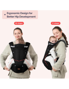 Portabebés Ergonómico BabbleRoo Grow Carrier 6-en-1 Negro 2