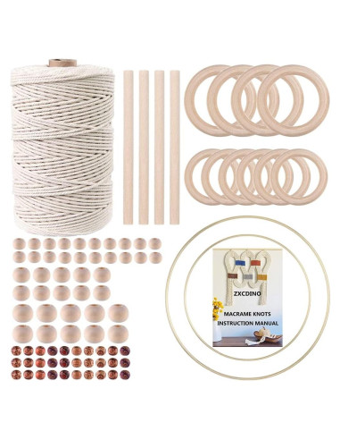 Kit de Macramé 87pcs ZXCDINO Algodón Natural 3mm x 20m
