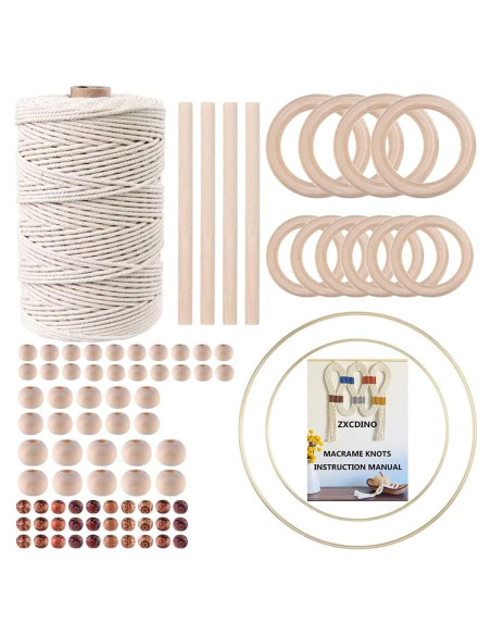 Kit de Macramé 87pcs ZXCDINO Algodón Natural 3mm x 20m