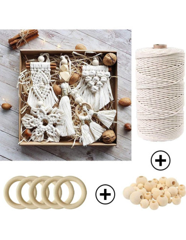 Kit de Macramé 87pcs ZXCDINO Algodón Natural 3mm x 20m