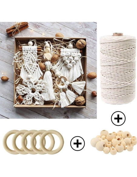 Kit de Macramé 87pcs ZXCDINO Algodón Natural 3mm x 20m