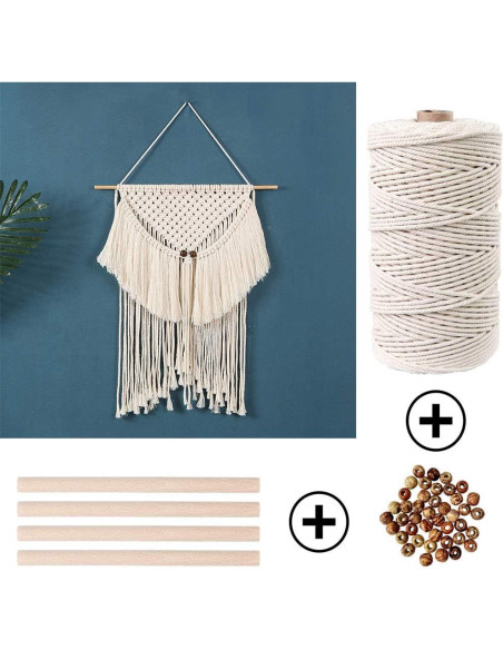Kit de Macramé 87pcs ZXCDINO Algodón Natural 3mm x 20m
