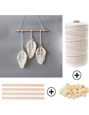 Kit de Macramé 87pcs ZXCDINO Algodón Natural 3mm x 20m