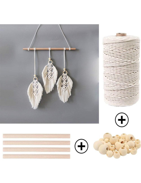 Kit de Macramé 87pcs ZXCDINO Algodón Natural 3mm x 20m