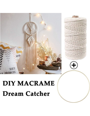 Kit de Macramé 87pcs ZXCDINO Algodón Natural 3mm x 20m