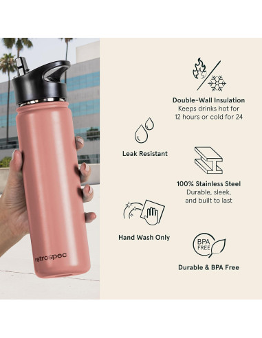 Botella de Agua Aislada Retrospec Alder 22 oz Doble Pared