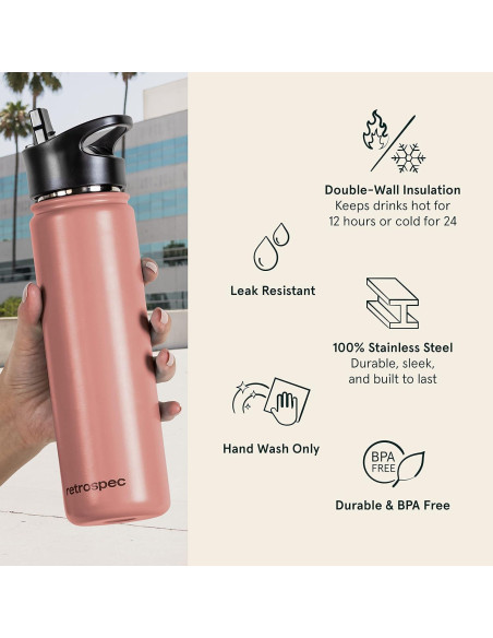 Botella de Agua Aislada Retrospec Alder 22 oz Doble Pared