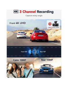 Cámara de Salpicadero REDTIGER F17 4K Triple 2160P+1080P GPS 2