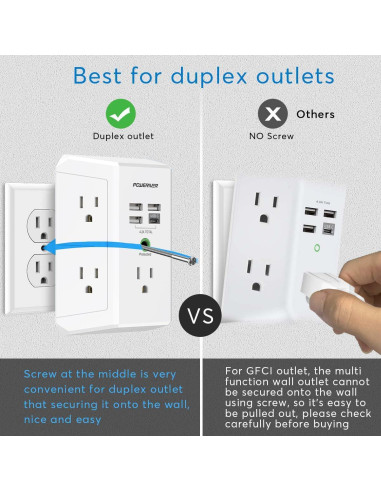 Protector de Sobretensión POWERIVER HR-519A 5 Salidas y 4 USB