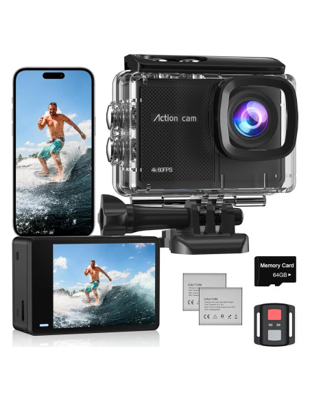 Cámara de acción 4K Camlance con tarjeta 64GB y EIS Cámara de acción 4K Camlance con tarjeta 64GB y EIS
