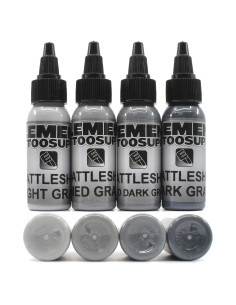 Juego de Tintas para Tatuajes Element 30ml Gris Acorazado 4 Tonos