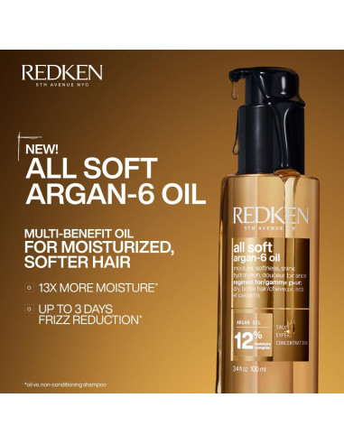 Aceite Argan-6 All Soft Redken 96g - Hidrata y Suaviza Cabello