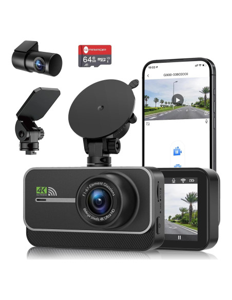 Cámara Dash GMAIPOP 4K Doble Delantera y Trasera 170