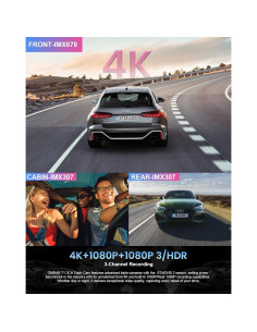 Cámara de tablero OMBAR T1 4K 3 canales visión nocturna 2