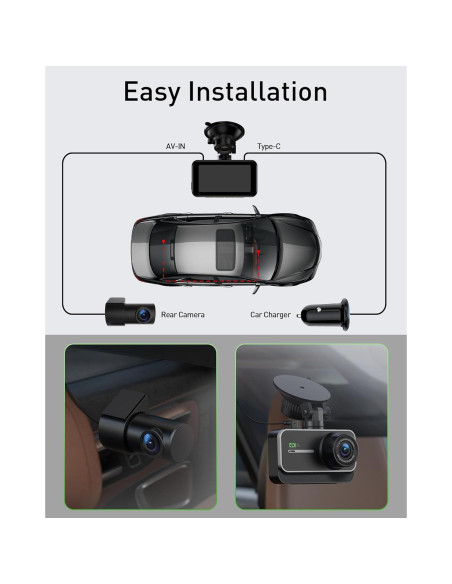Cámara Dash GMAIPOP 4K Doble Delantera y Trasera 170