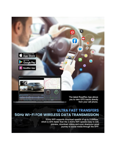 Cámara de tablero OMBAR T1 4K 3 canales visión nocturna