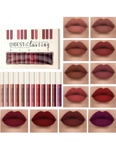 Set de 12 Labiales Mate BestLand - Nudes y Rojos Intensos