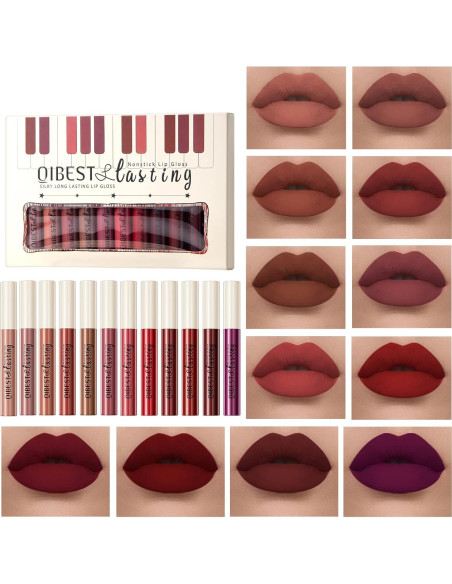 Set de 12 Labiales Mate BestLand - Nudes y Rojos Intensos