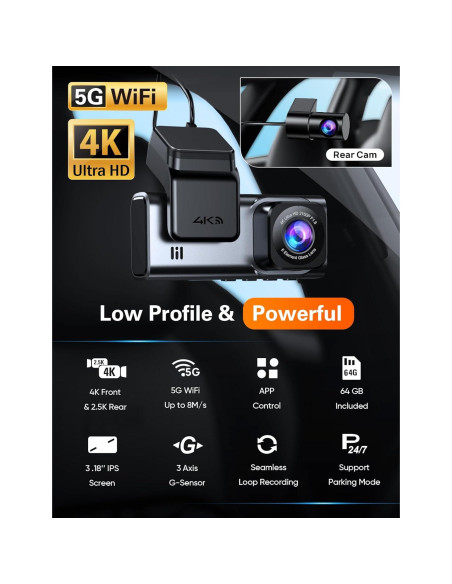 Cámara Dash 4K Delantera y Trasera Navycrest A2Pro WiFi 5G